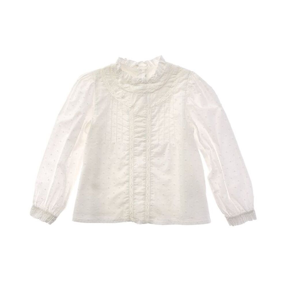 Janie And Jack Girls  The Pintuck Lace Top, White